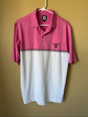 FootJoy Pink & White Colorblock Men's Golf Polo